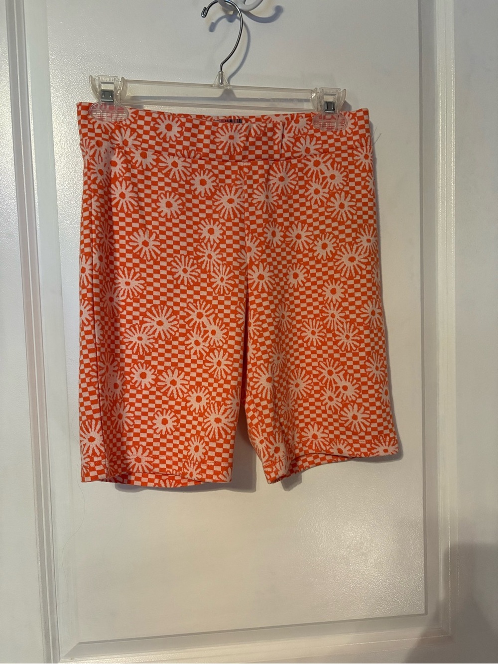 Urban Outfitters Orange & White Floral Check Biker Shorts